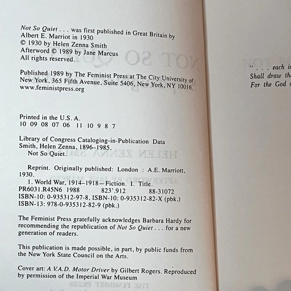 Not So Quiet Paperback Book By Helen Zenna Smith France Tour Of Duty World War I - Picture 5 of 6